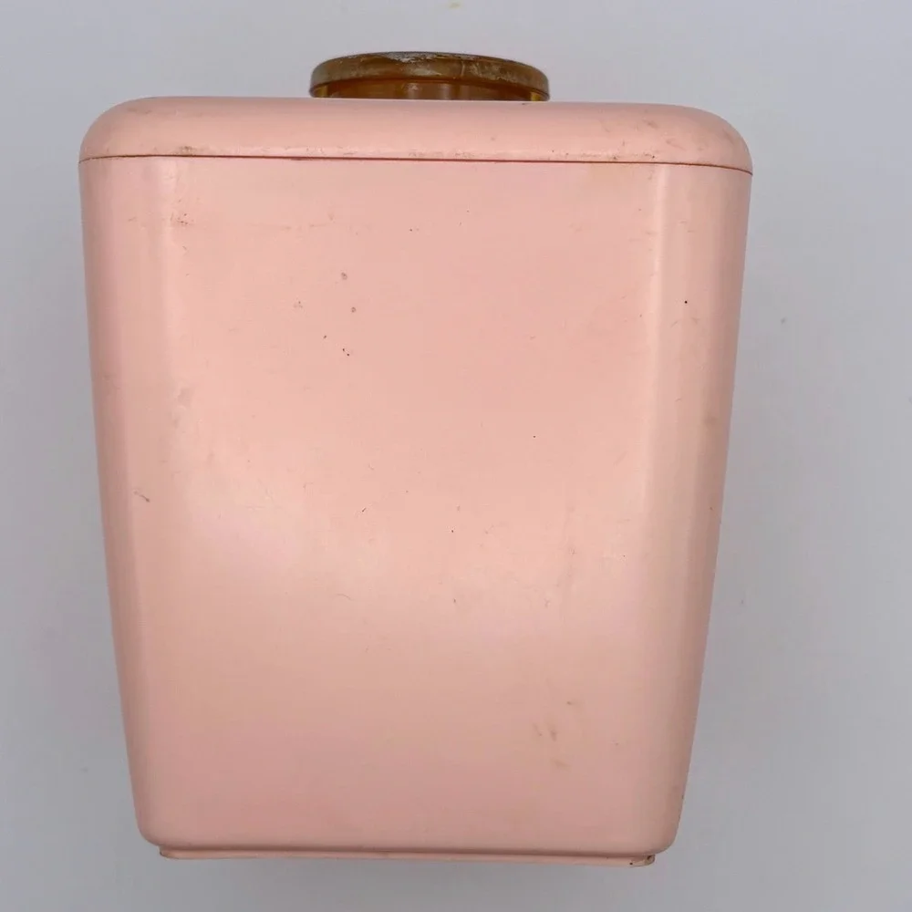 Vtg‎ Pink Lustro Ware Coffee Canister MCM Plastic Gold Floral Retro Cottagecore